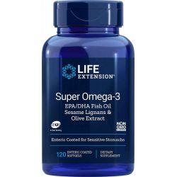 Super Omega-3 EPA/DHA con lignanos de sésamo y extracto de oliva, 120 cápsulas blandas con recubrimiento entérico